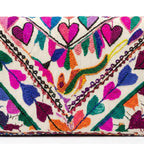 Boho Bloom Colorful Embroidered Cotton Clutch