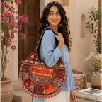Tribal Hues Boho Embroidered Tote Bag