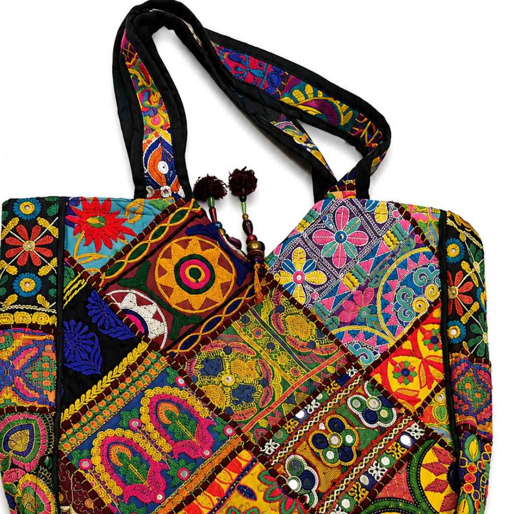 Colorful Bliss Cotton Bag with Detailed Embroidery Work