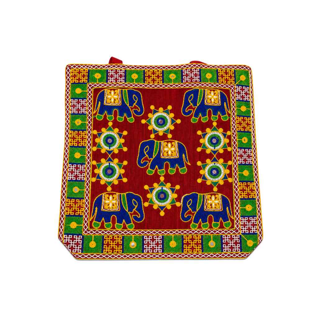 Elephant Threadwork Rajasthani Tote Bag