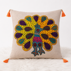 Peacock Applique Cushion Cover for Sofa or Bed Throw