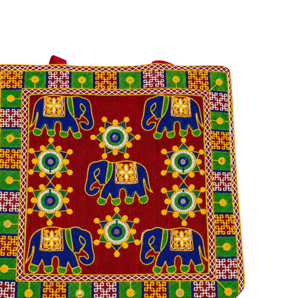 Elephant Threadwork Rajasthani Tote Bag