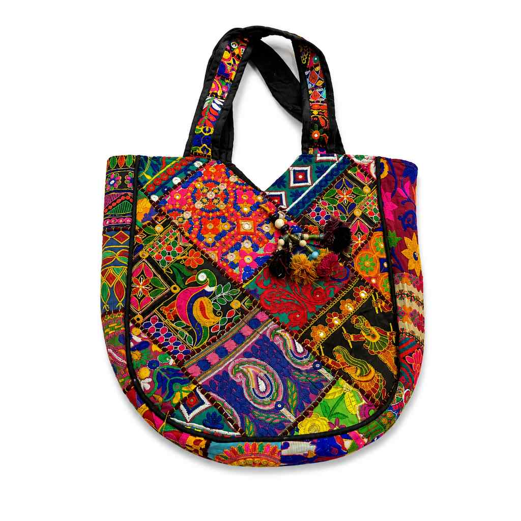 Colorful Bliss Cotton Bag with Detailed Embroidery Work