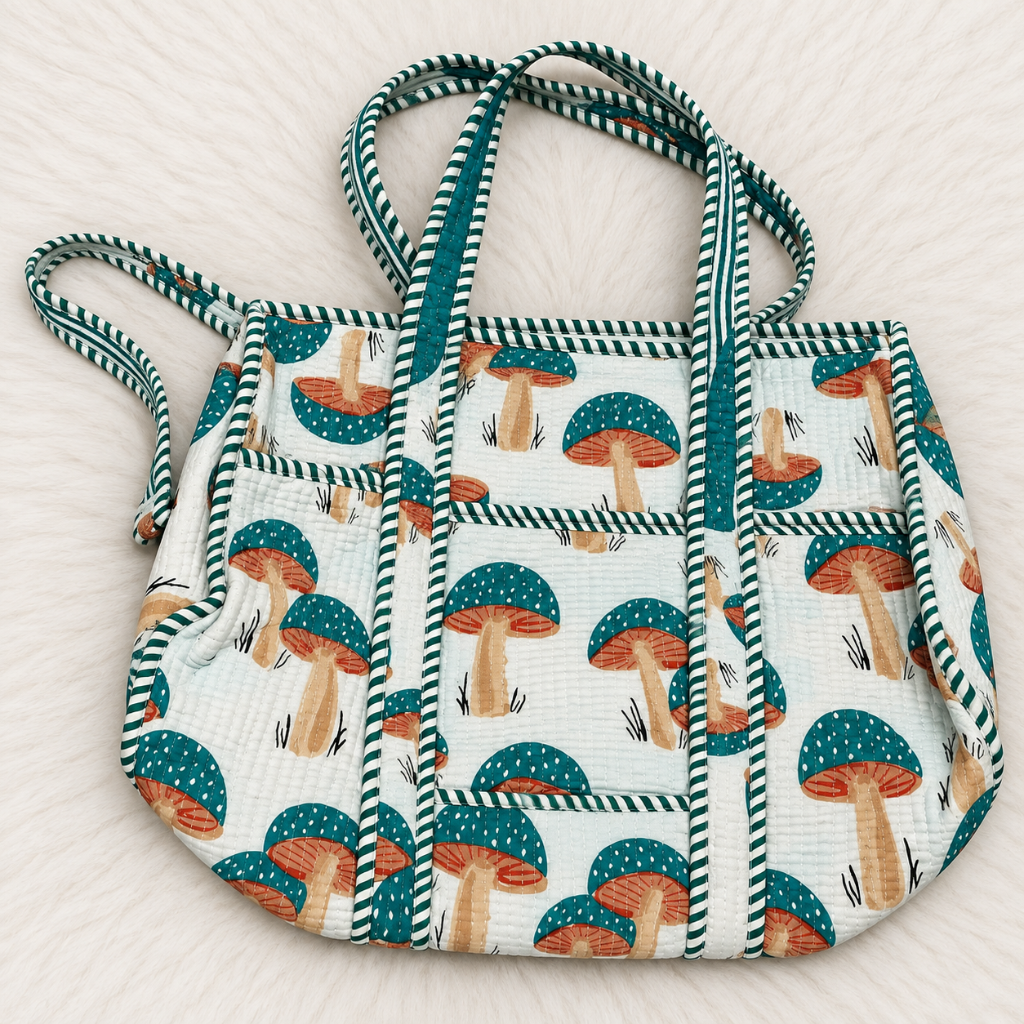 Printed Jaipuri Tote Bag | Animal and Floral Printed Rajasthani Bag