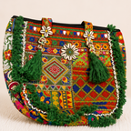 Boho Embroidered Tote Bag with Tassels