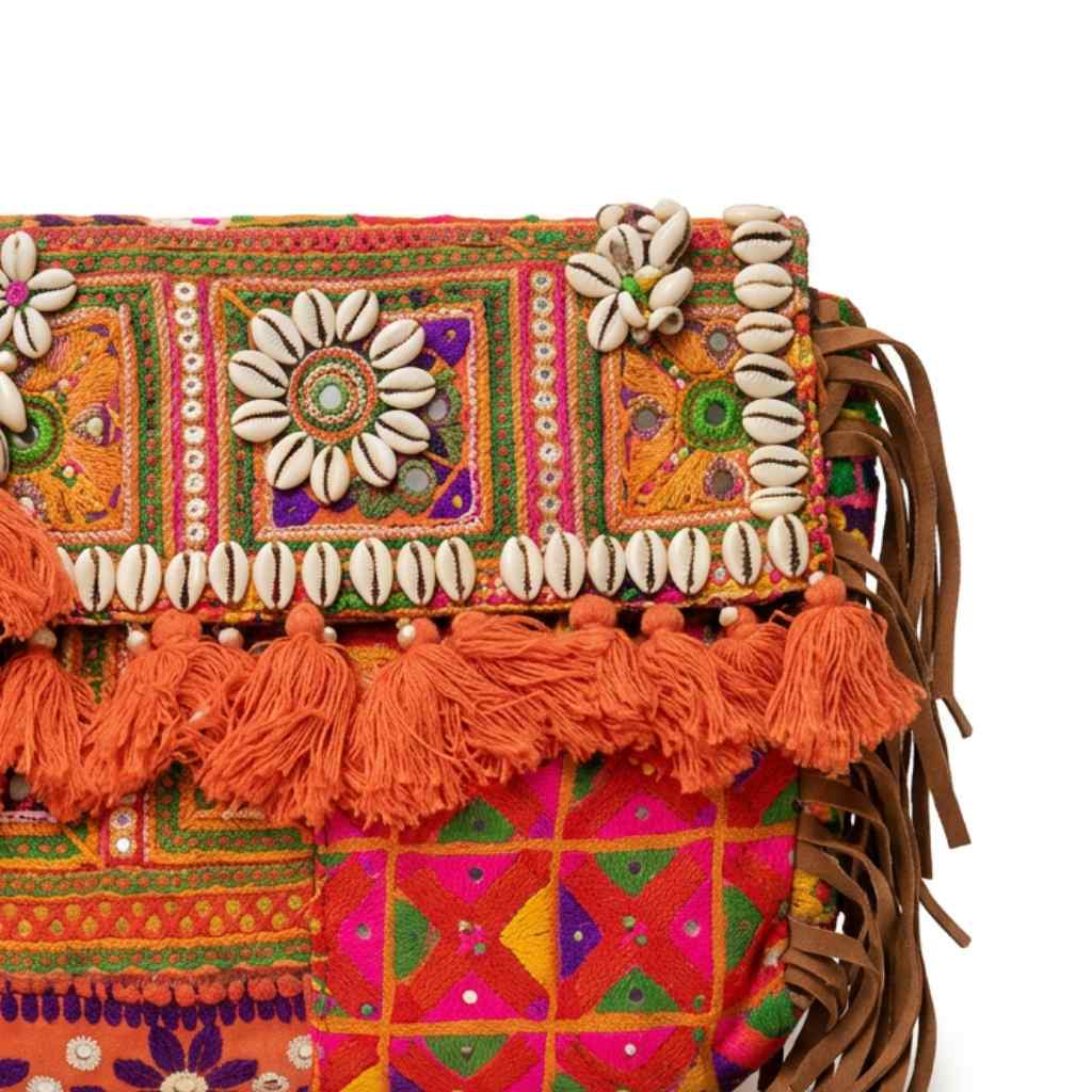 Embroidered Fringe Banjara Laptop Bag for Women