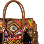 Fringe Play Embroidered Banjara Tote Bag