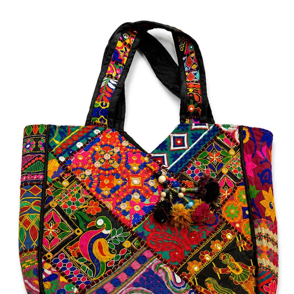 Colorful Bliss Cotton Bag with Detailed Embroidery Work