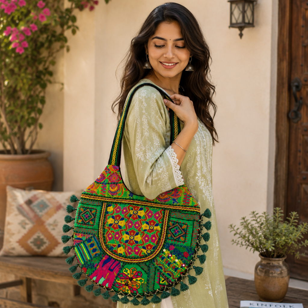 Wanderlust Tassel Embroidered  Tote Bag