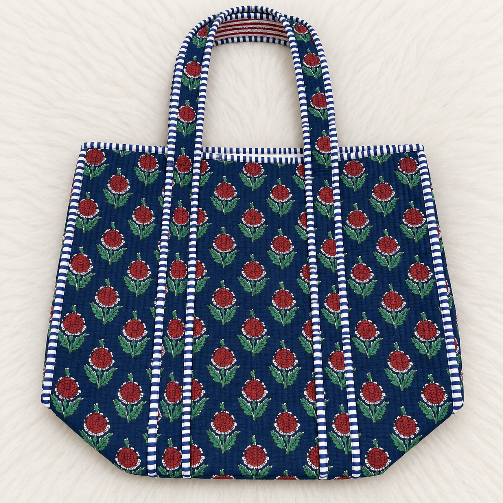 Printed Jaipuri Tote Bag | Animal and Floral Printed Rajasthani Bag