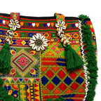 Boho Embroidered Tote Bag with Tassels