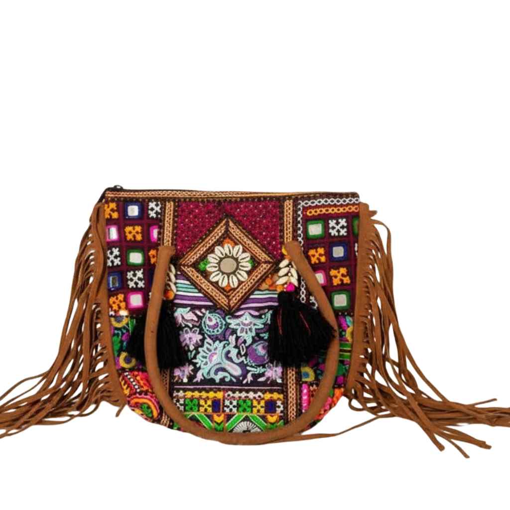 Fringe Play Embroidered Banjara Tote Bag