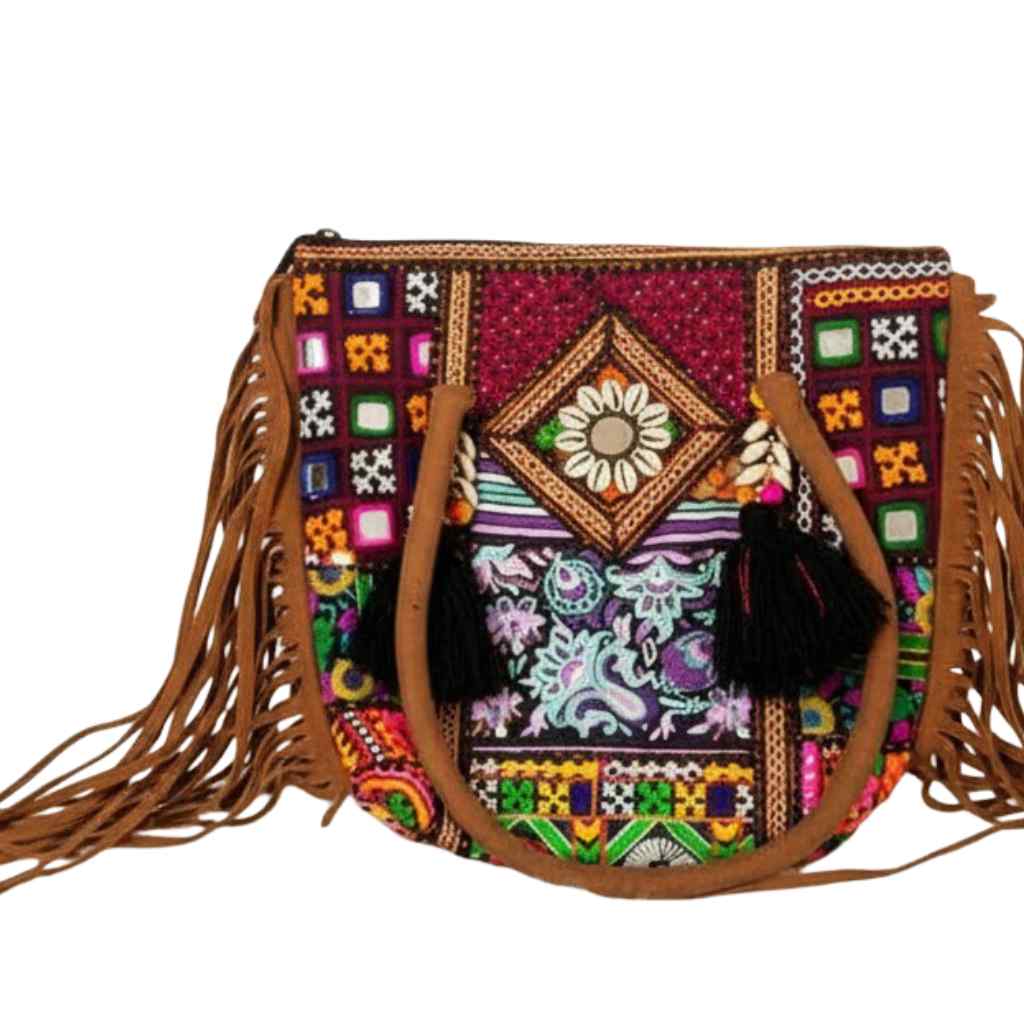 Fringe Play Embroidered Banjara Tote Bag