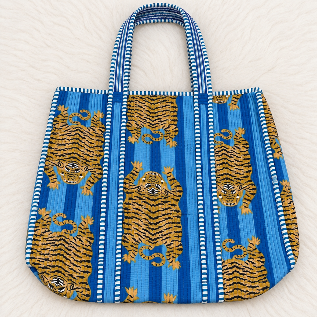 Printed Jaipuri Tote Bag | Animal and Floral Printed Rajasthani Bag
