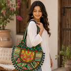 Tribal Hues Boho Embroidered Tote Bag