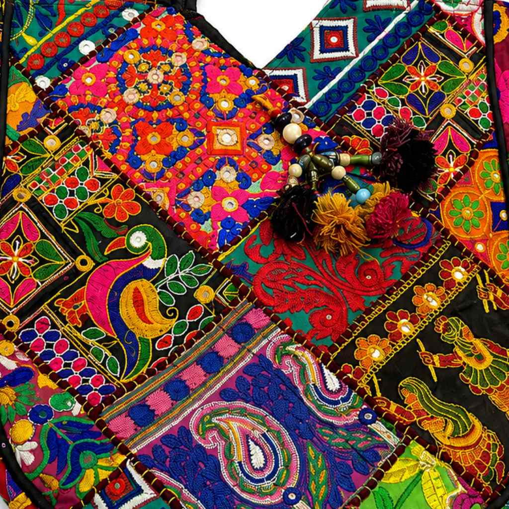 Colorful Bliss Cotton Bag with Detailed Embroidery Work