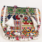 Boho Embroidered Tote Bag with Tassels