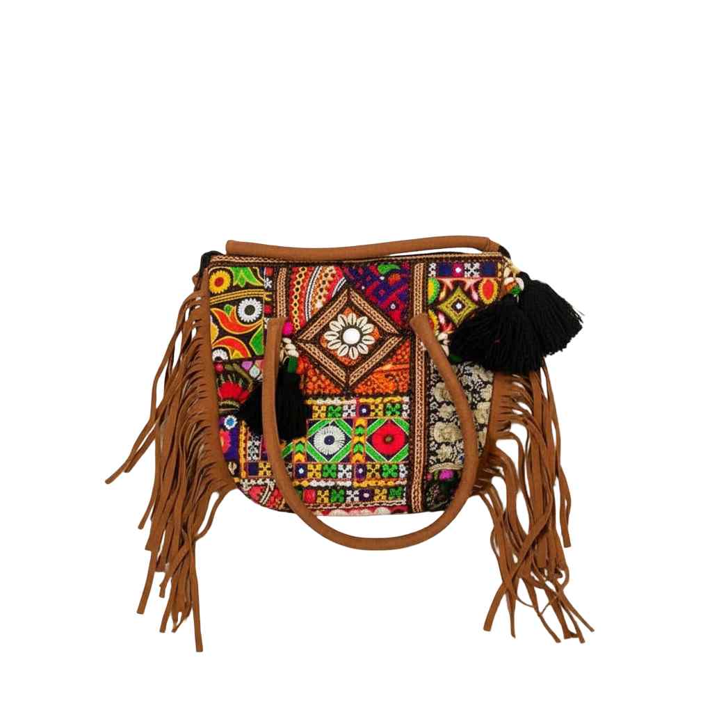 Fringe Play Embroidered Banjara Tote Bag