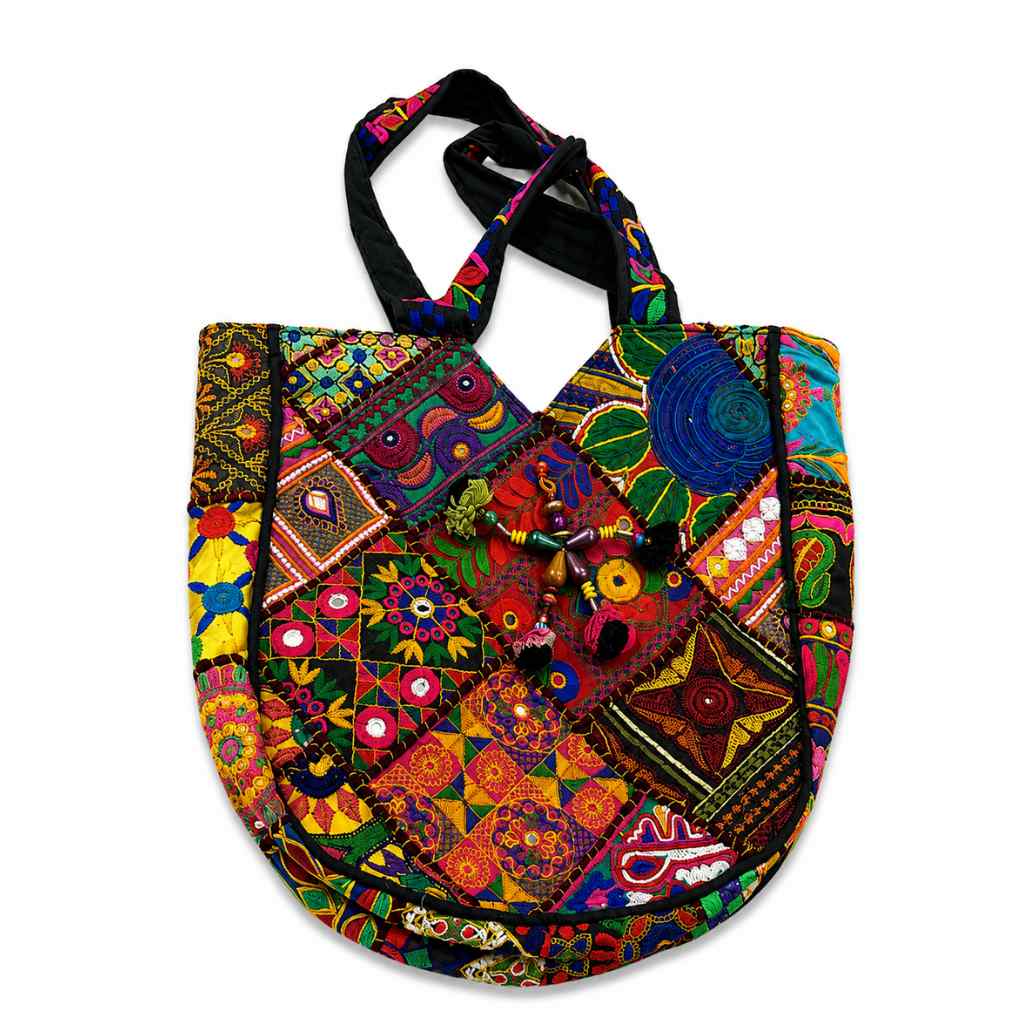 Colorful Bliss Cotton Bag with Detailed Embroidery Work