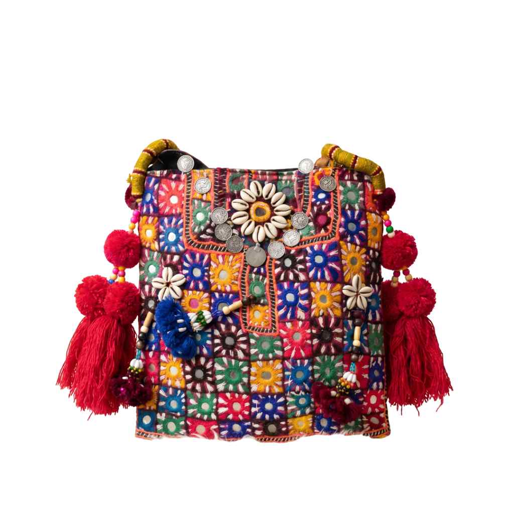 Colorful Boho Embroidered Sling Bag for Women