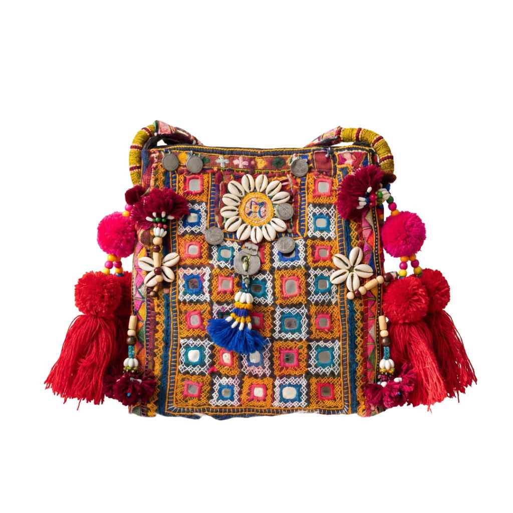 Colorful Boho Embroidered Sling Bag for Women