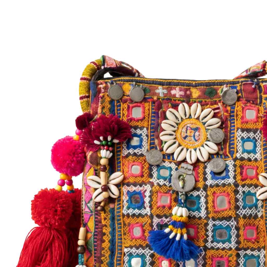 Colorful Boho Embroidered Sling Bag for Women