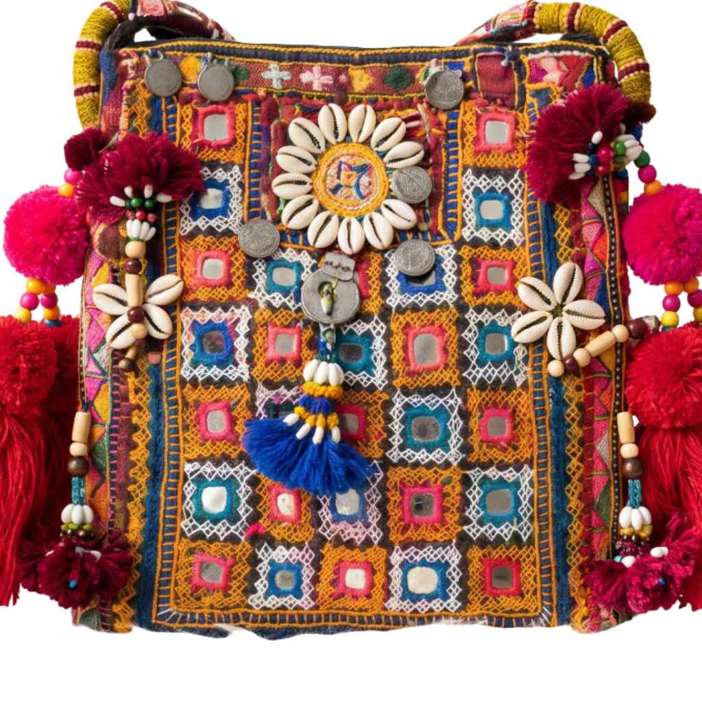 Colorful Boho Embroidered Sling Bag for Women