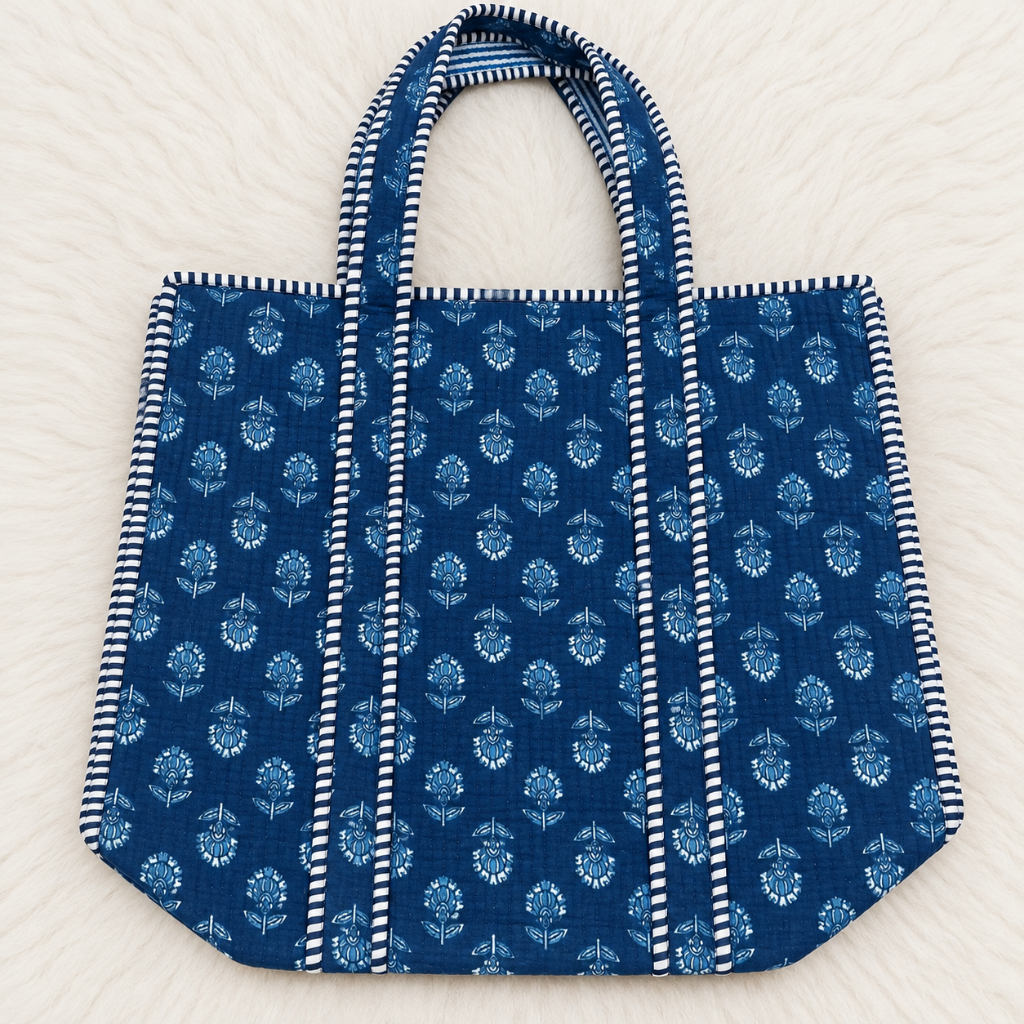 Printed Jaipuri Tote Bag | Animal and Floral Printed Rajasthani Bag