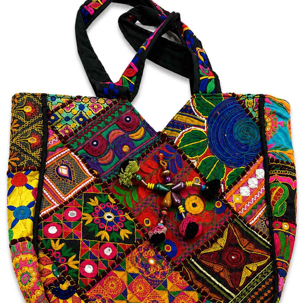 Colorful Bliss Cotton Bag with Detailed Embroidery Work