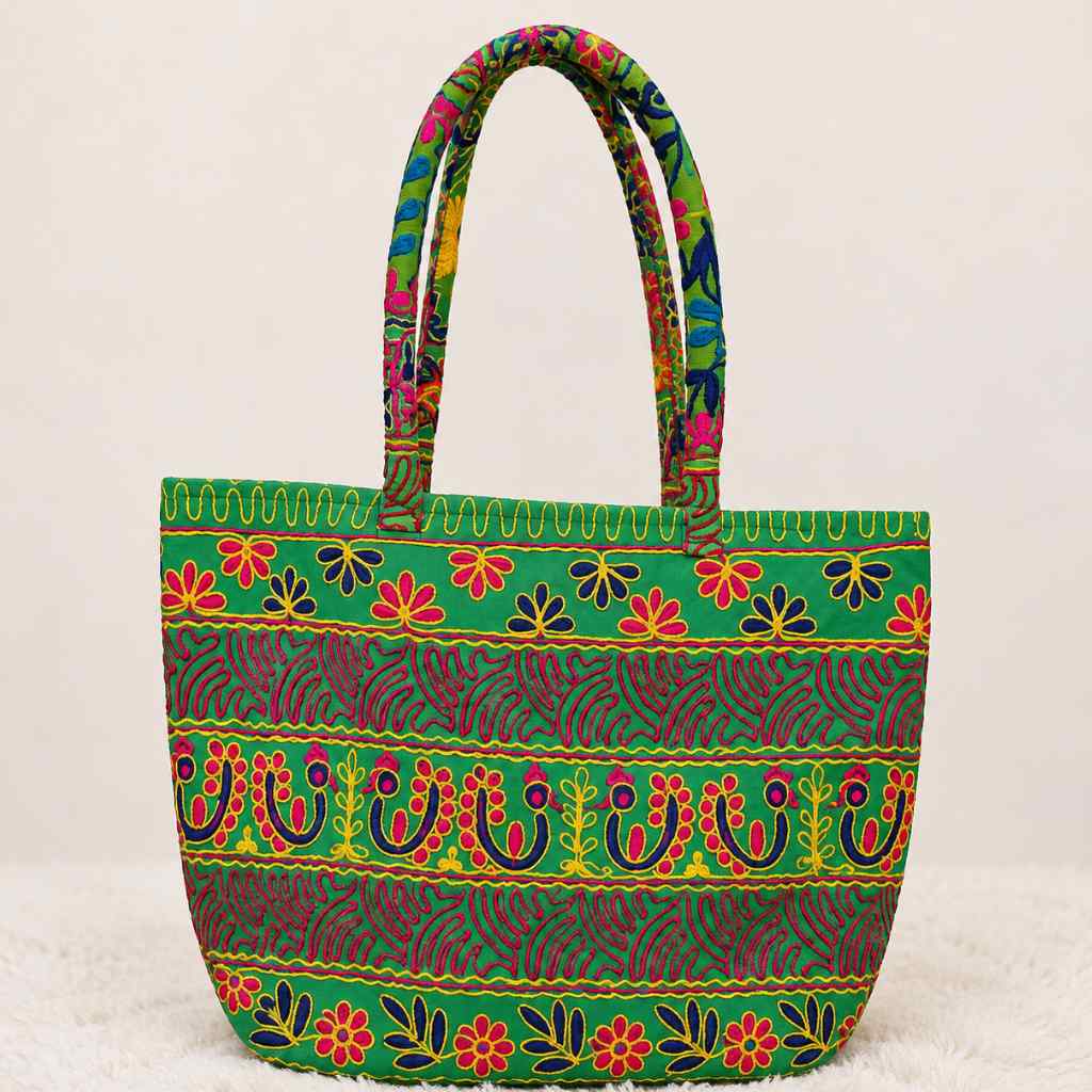 Color Story Embroidered Boho Tote Bag for Women