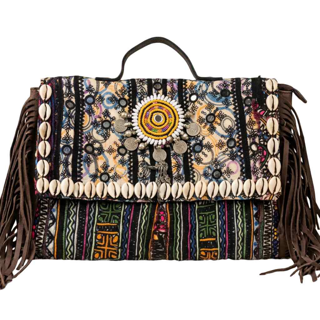 Embroidered Fringe Banjara Laptop Bag for Women
