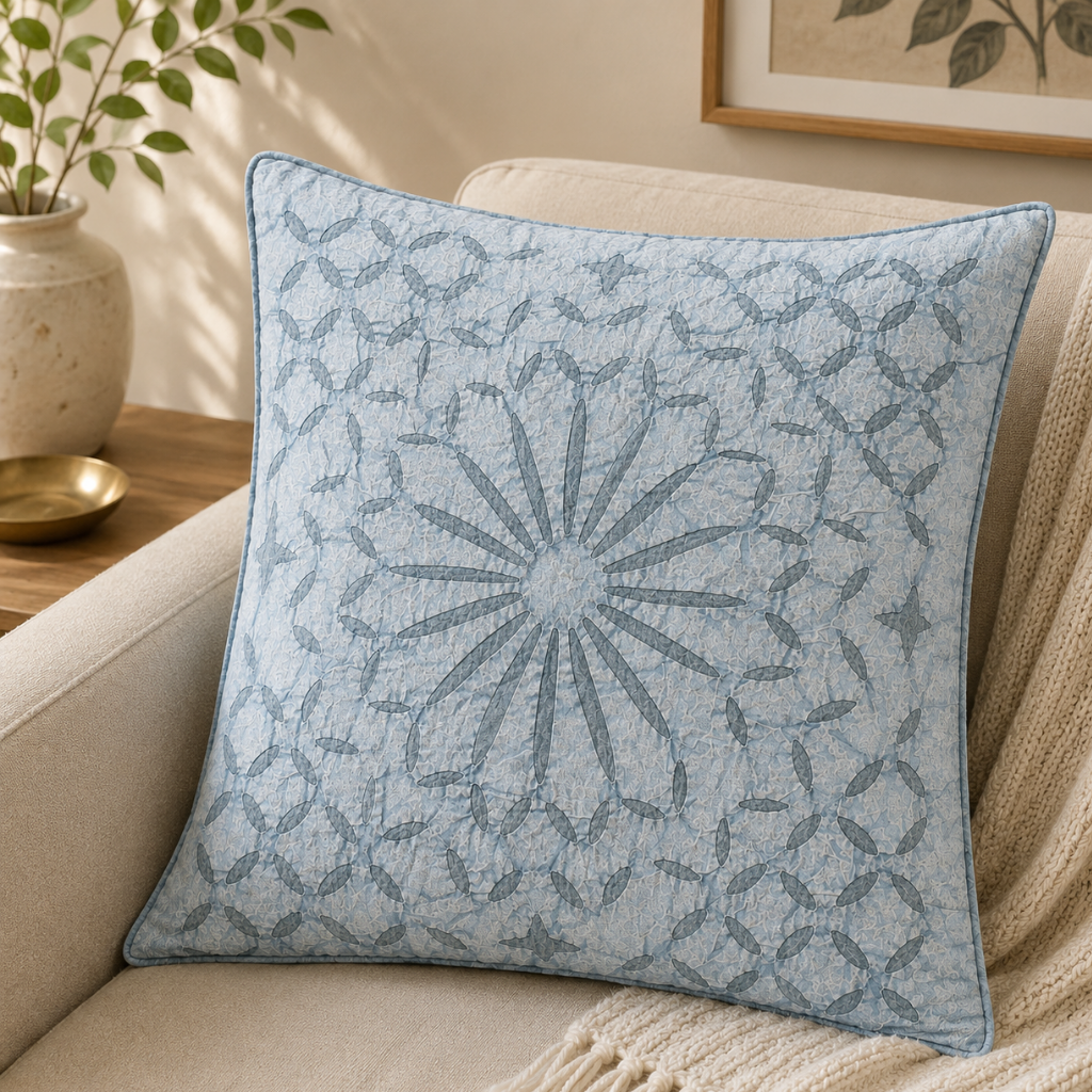 Detailed Applique Cutwork Cushion Cover for Home