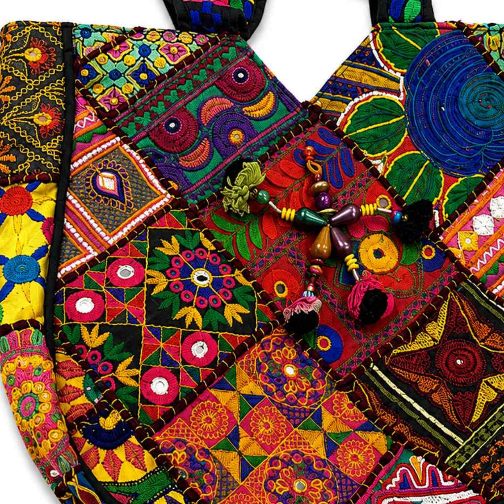 Colorful Bliss Cotton Bag with Detailed Embroidery Work