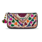 Boho Bloom Colorful Embroidered Cotton Clutch