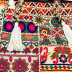 Boho Embroidered Tote Bag with Tassels