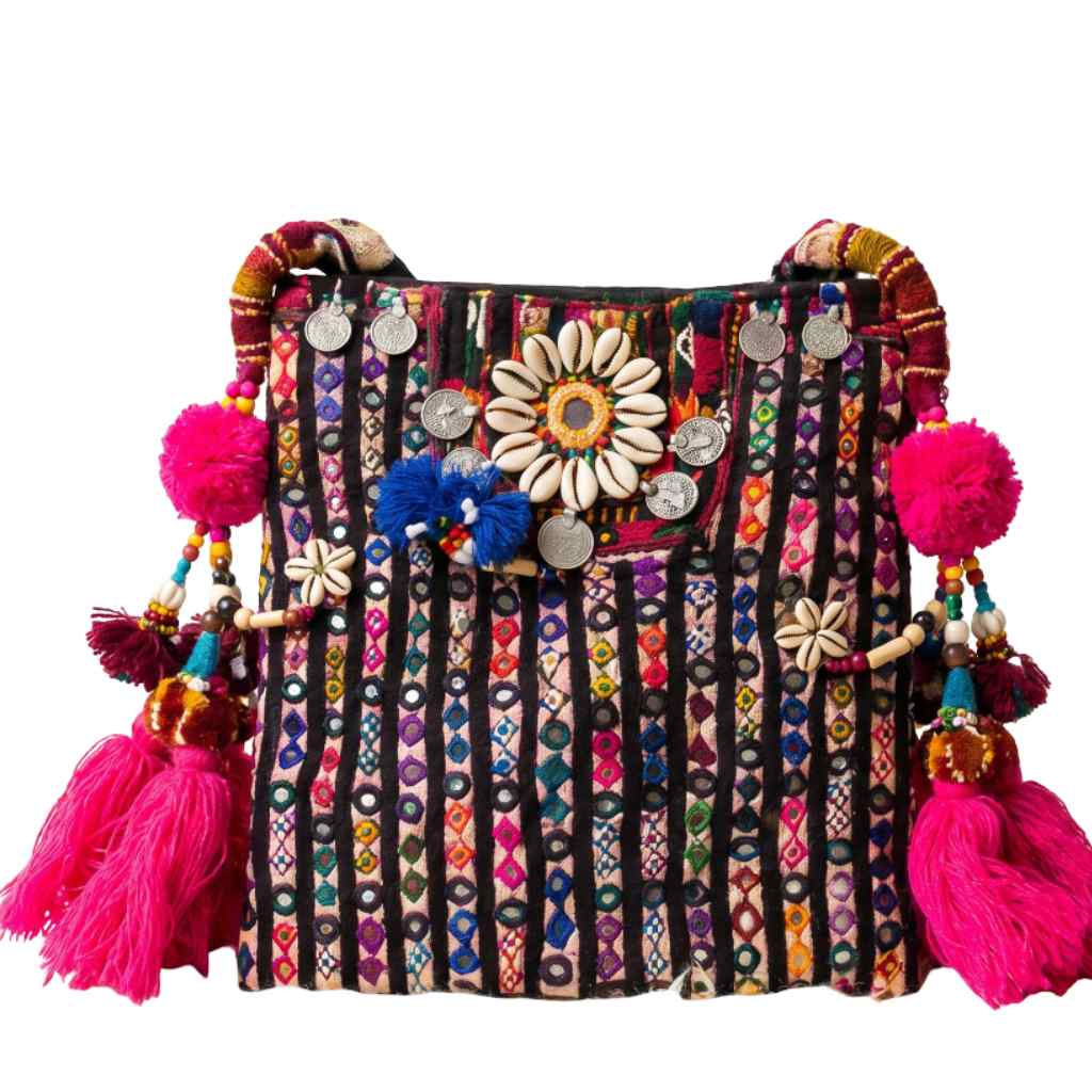 Colorful Boho Embroidered Sling Bag for Women