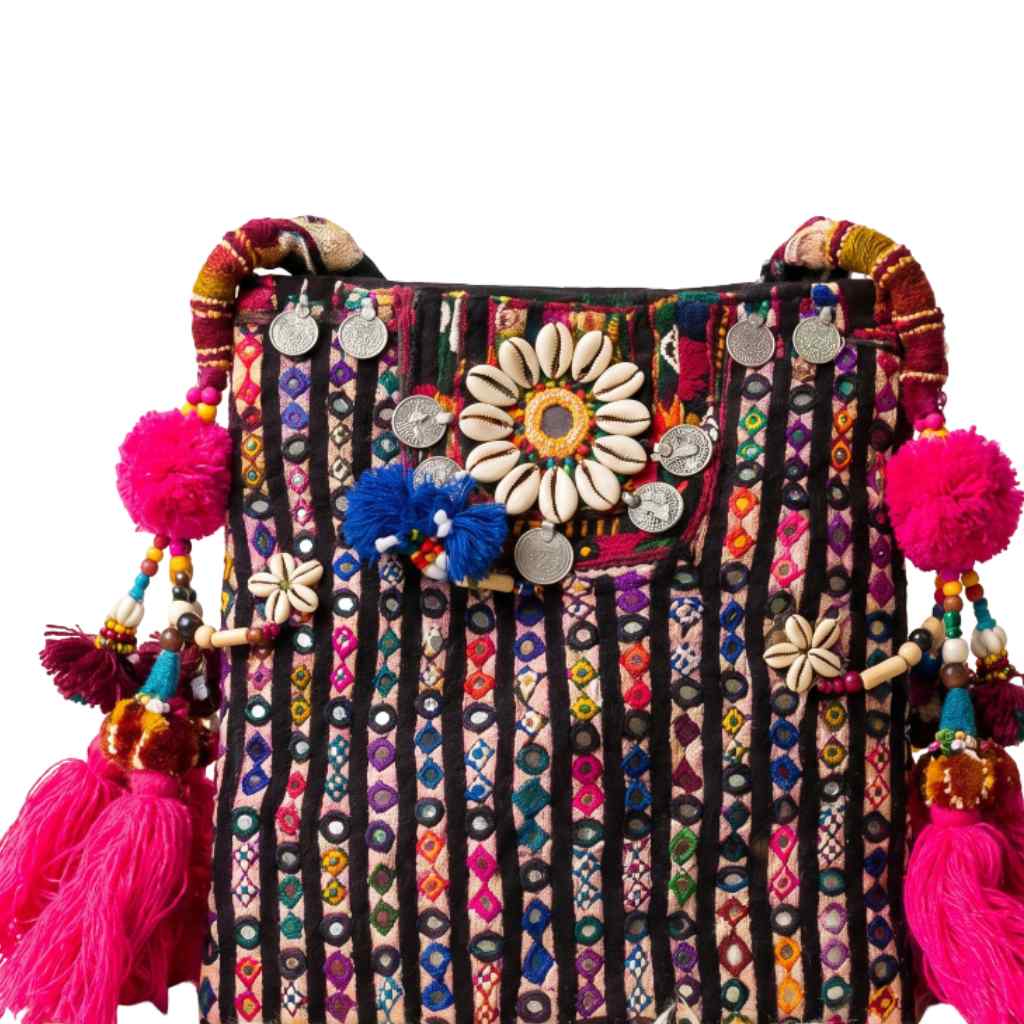 Colorful Boho Embroidered Sling Bag for Women