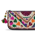 Boho Bloom Colorful Embroidered Cotton Clutch