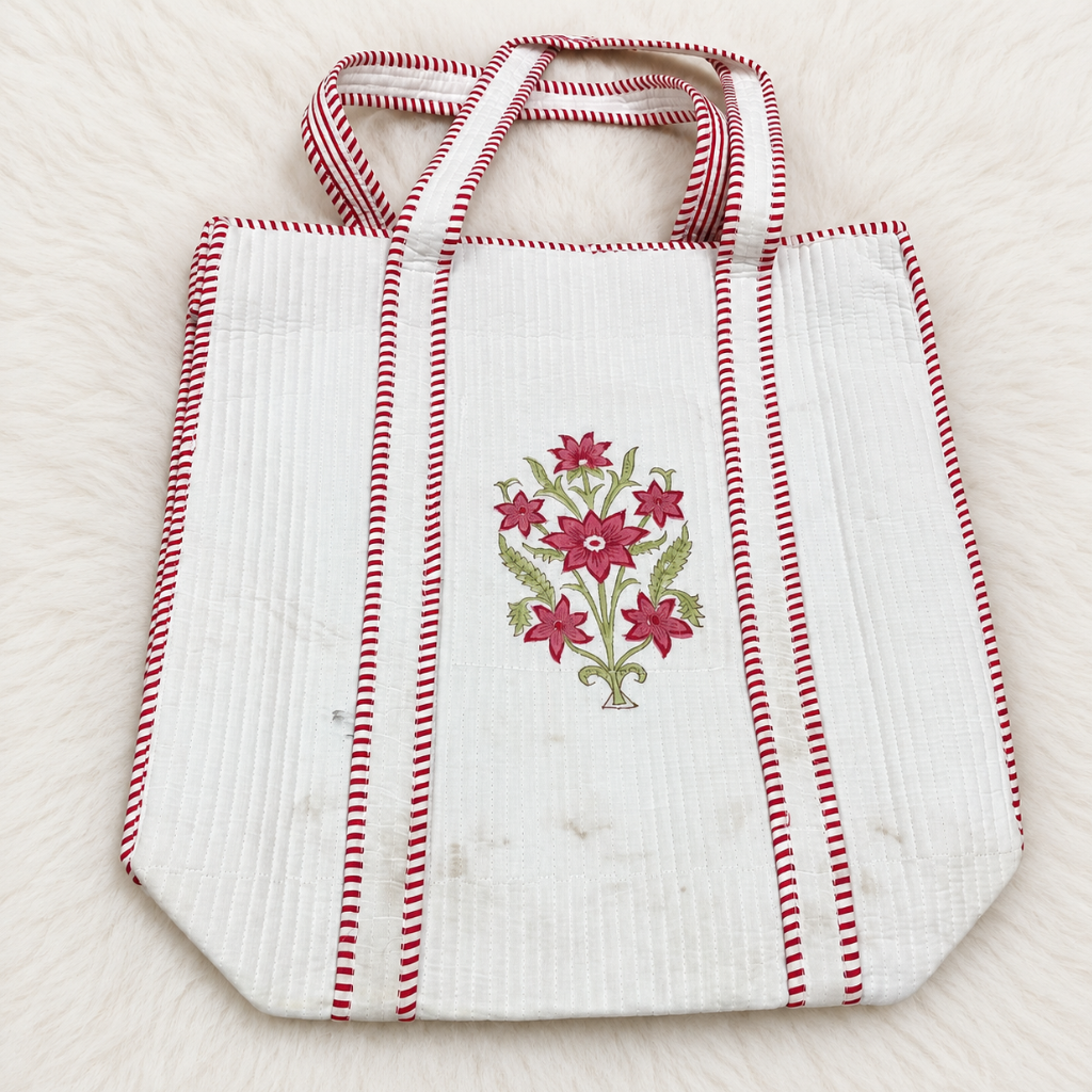 Printed Jaipuri Tote Bag | Animal and Floral Printed Rajasthani Bag