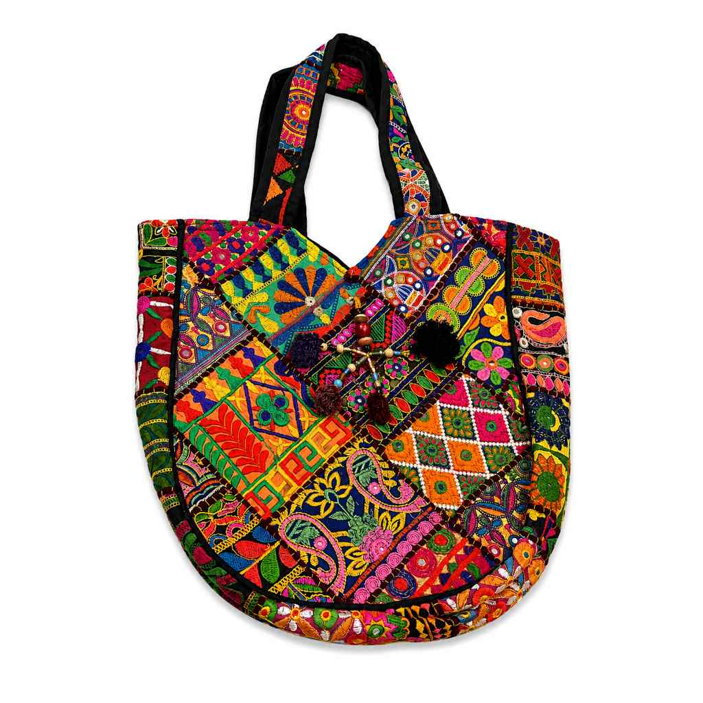 Colorful Bliss Cotton Bag with Detailed Embroidery Work