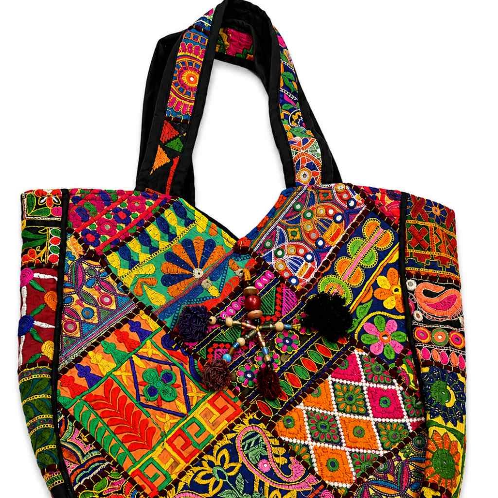 Colorful Bliss Cotton Bag with Detailed Embroidery Work
