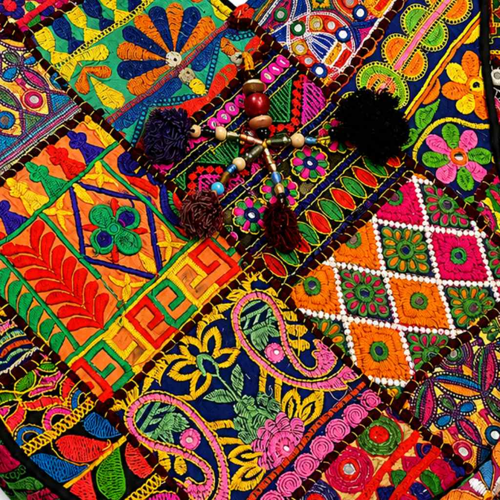 Colorful Bliss Cotton Bag with Detailed Embroidery Work