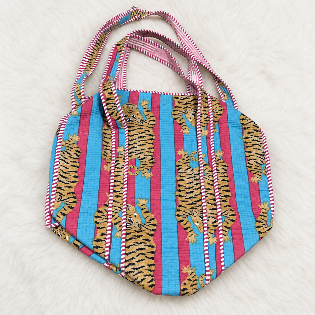 Printed Jaipuri Tote Bag | Animal and Floral Printed Rajasthani Bag