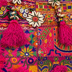 Boho Embroidered Tote Bag with Tassels