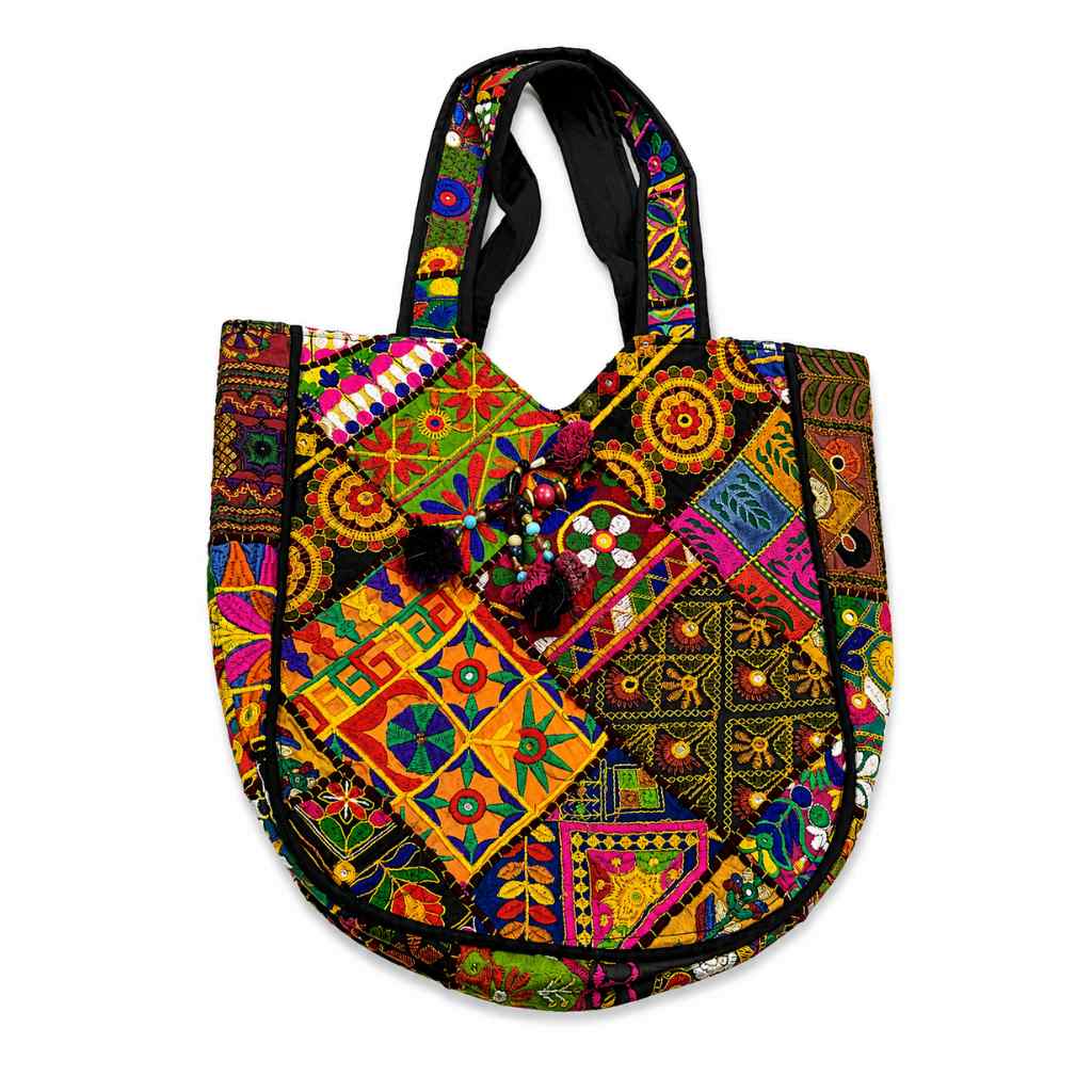 Colorful Bliss Cotton Bag with Detailed Embroidery Work
