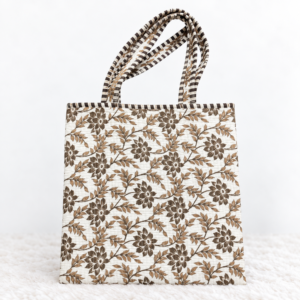 Trendy Floral Printed Jaipuri Tote Bag for Women