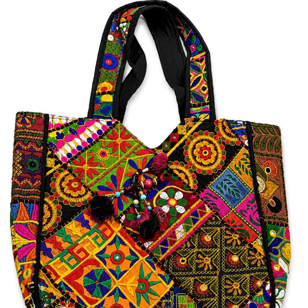 Colorful Bliss Cotton Bag with Detailed Embroidery Work