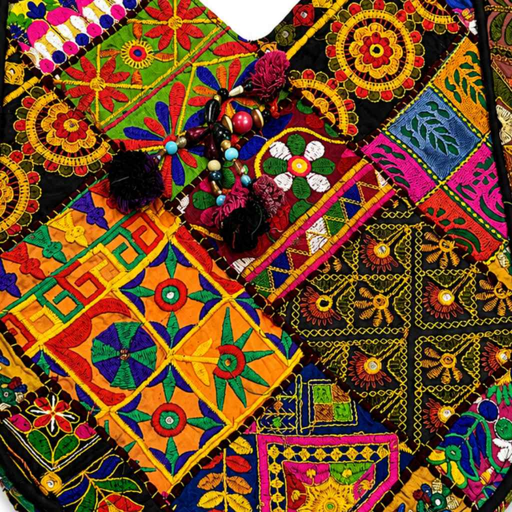 Colorful Bliss Cotton Bag with Detailed Embroidery Work