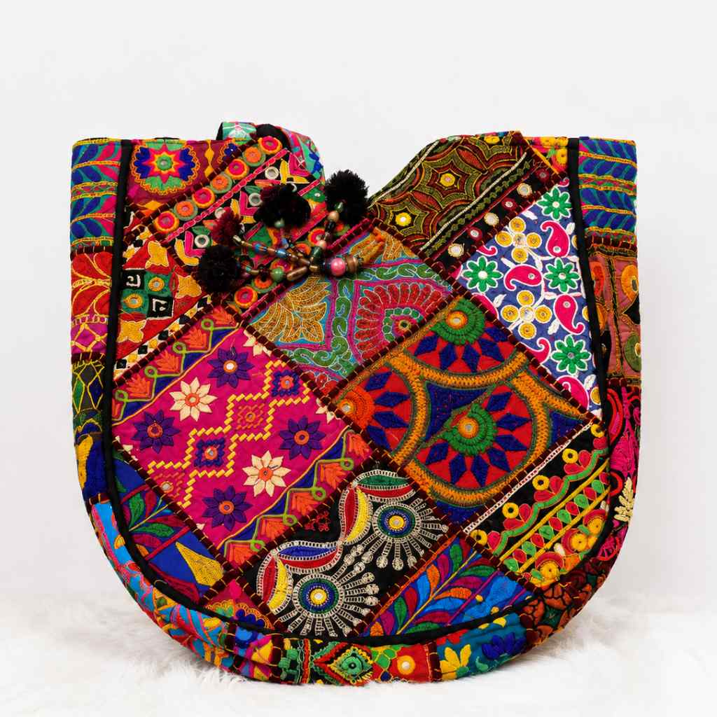 Colorful Bliss Cotton Bag with Detailed Embroidery Work