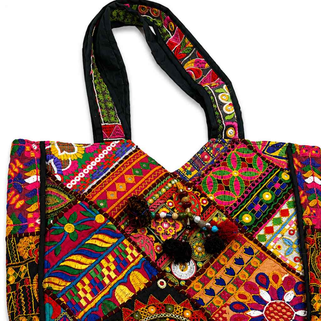 Colorful Bliss Cotton Bag with Detailed Embroidery Work